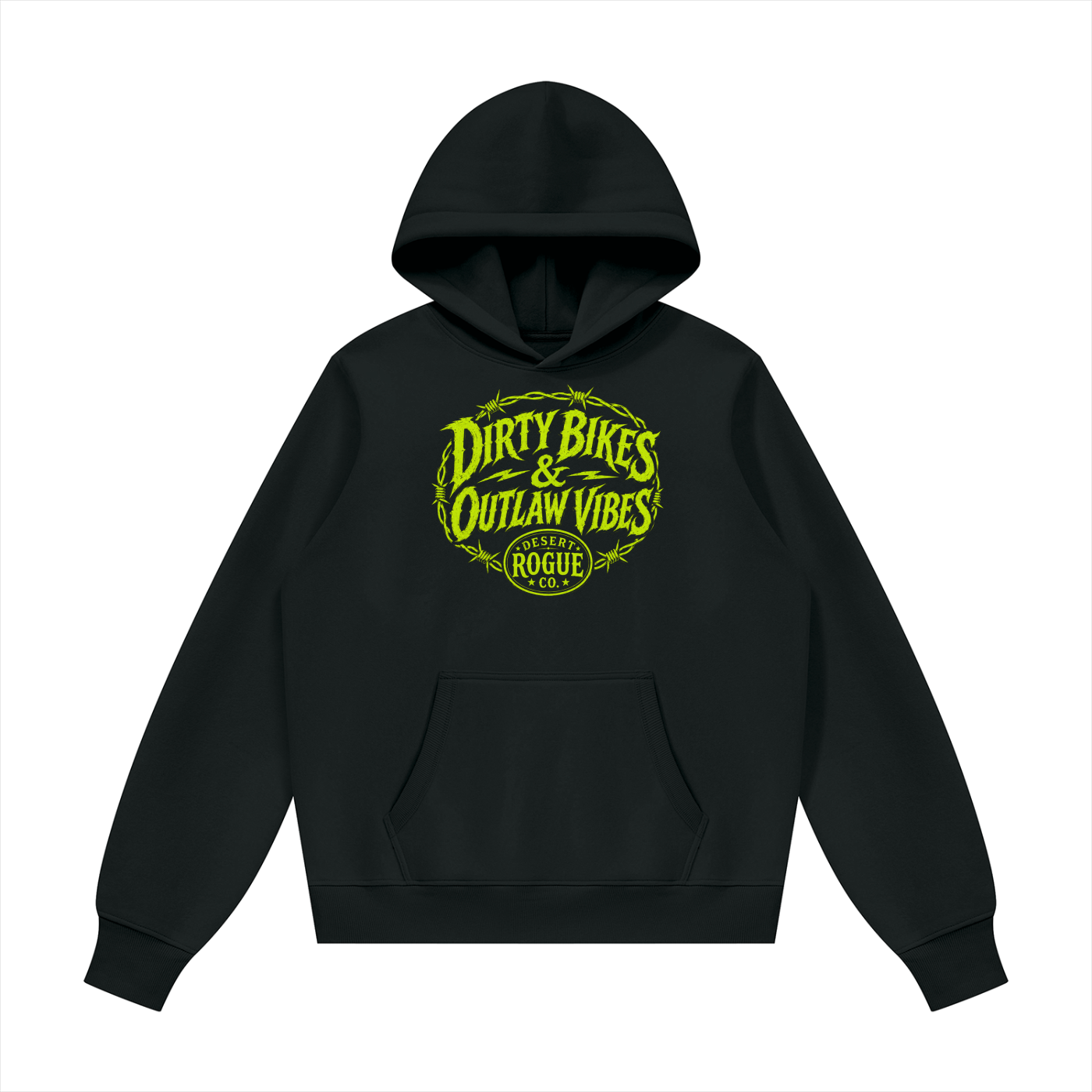 Lime Green Barbwire DR co. Fleece Hoodie