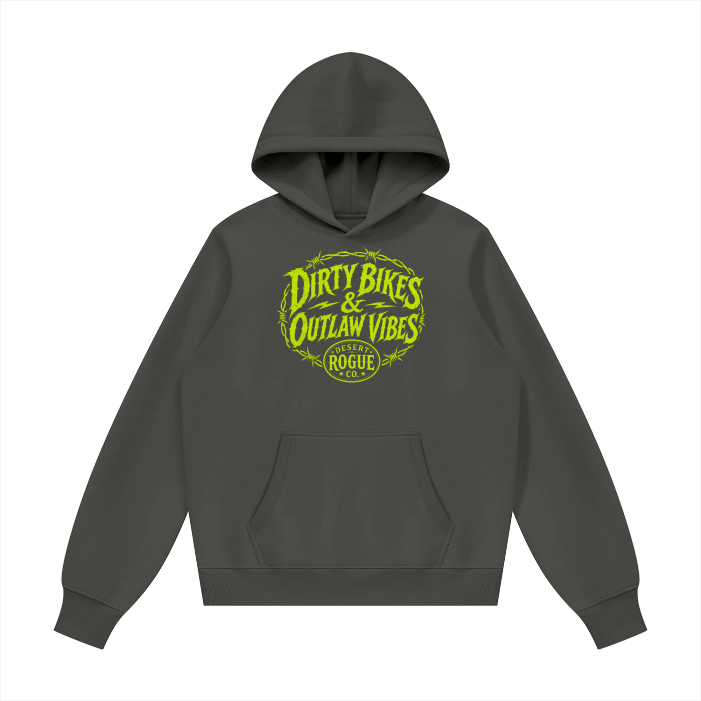 Lime Green Barbwire DR co. Fleece Hoodie