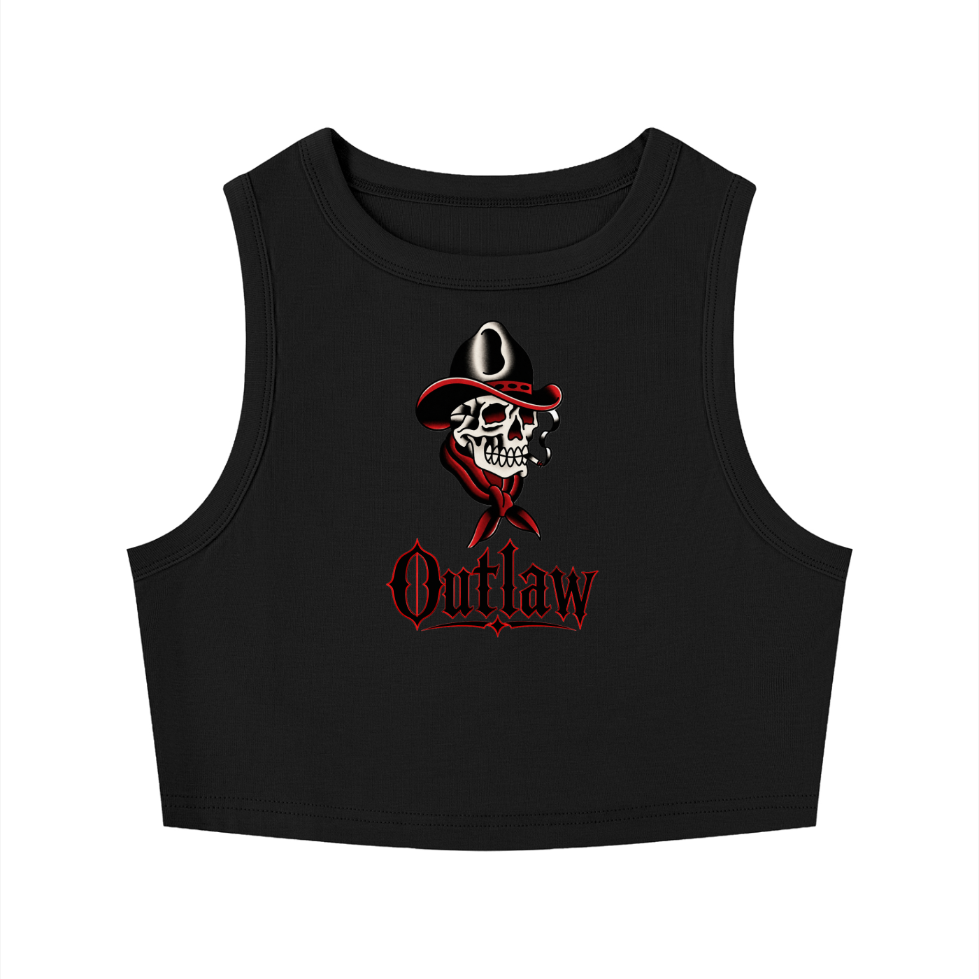 Outlaw Cowboy Tight Crewneck Crop Tank Top